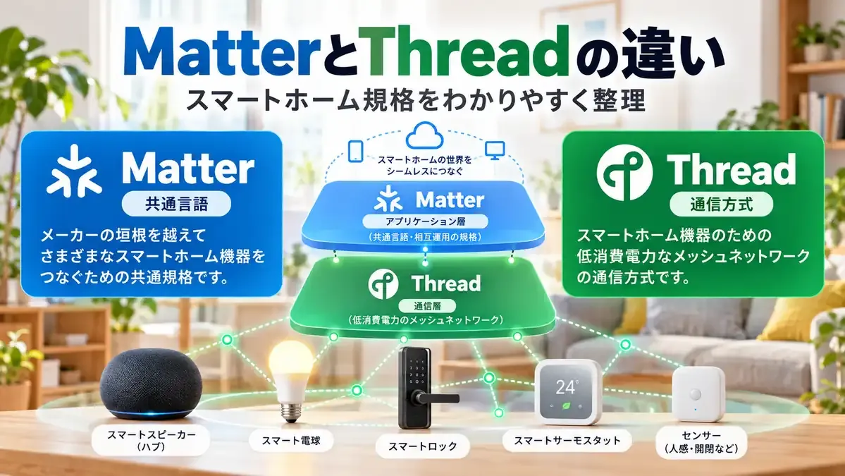 MatterとThreadの違いは?2026年スマートホームで迷わない選び方